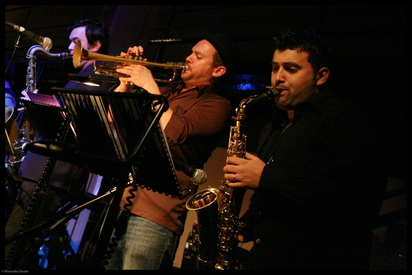 The horn section in full flight, 2009